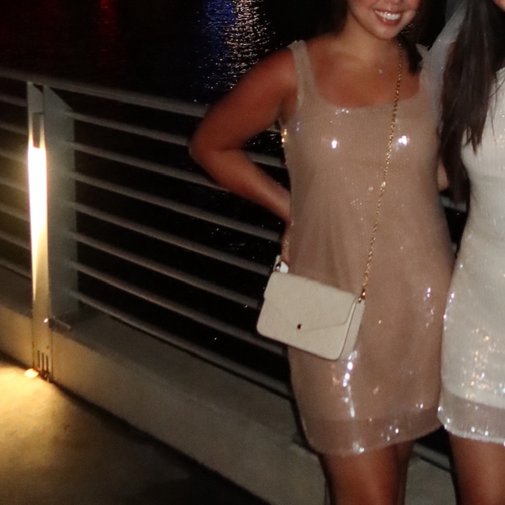 Abercrombie & Fitch Sequin Mini Dress in Nude